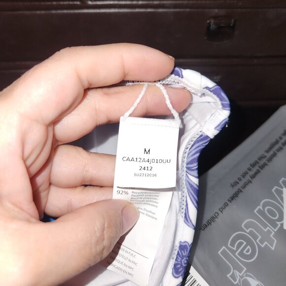 CUPSHE Two Piece Bikini Set Plunging Neck Blue White Pattern Size Medium NWT - Picture 6 of 11